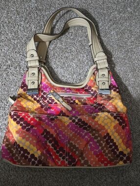 Tyler Rodan Multicolor Dot-Pattern Shoulder Bag with Cream Handles